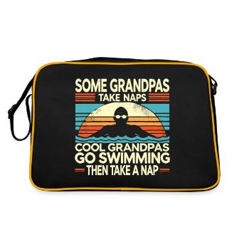 Manche Opas machen ein Nickerchen Coole Opas gehen Schwimmen - Retro Tasche - Schwarz/Gold - Hinten