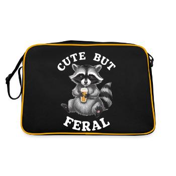 Funny Raccoon Cute But Feral Vintage Raccoon Lover - Retro Bag - black/gold - Back