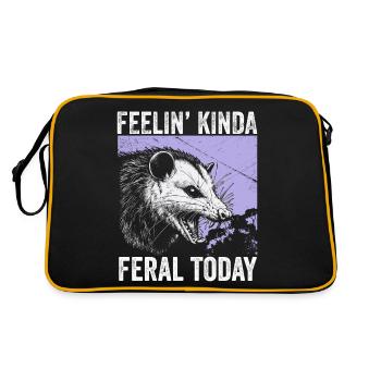 Feeling Kinda Feral Today Funny Raccoon Vintage - Retro Bag - black/gold - Back