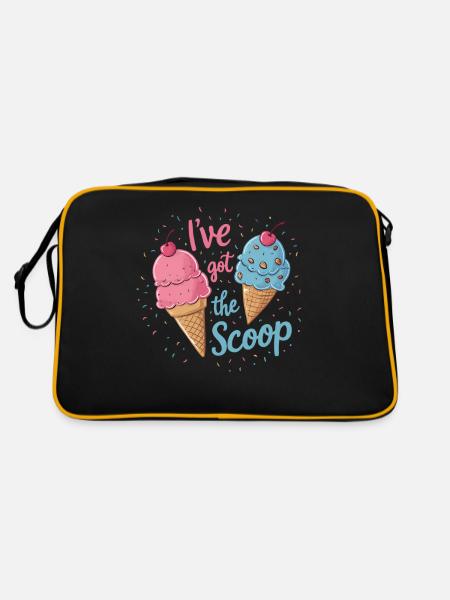 I've Got the Scoop Gender Reveal Ice cream Themed - Retro Tasche - Schwarz/Gold - Hinten