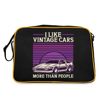 Ich mag Oldtimer mehr als Menschen Lustiger Oldtimer - Retro Tasche - Schwarz/Gold - Hinten