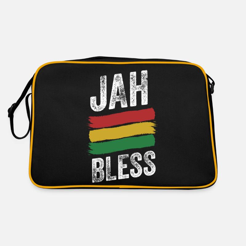 Jah Bless Rasta Flag Reggae Roots Jamaika - Retro Tasche - Schwarz/Gold