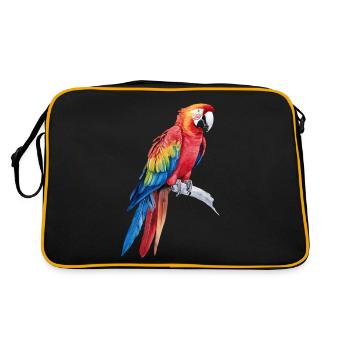 Aquarelle Coloré Écarlate Ara Perroquet Oiseau - Sac Retro - noir/or - Dos