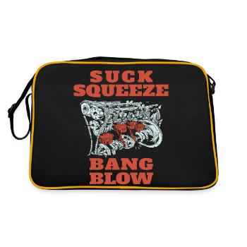 Suck Squeeze Bang Blow Funny Mechanic Quote - Retro Bag - black/gold - Back