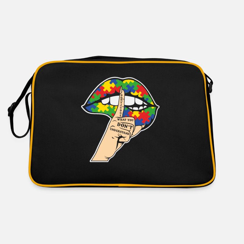Ne jugez pas ce que vous ne comprenez pas Autisme - Sac Retro - noir/or