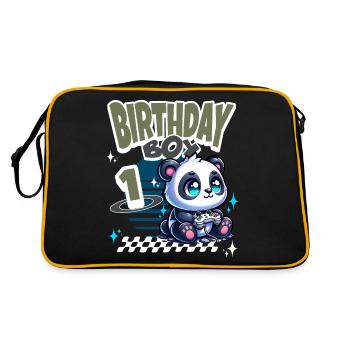 1st Birthday Children's Birthday Gaming Panda - Retro Bag - black/gold - Back