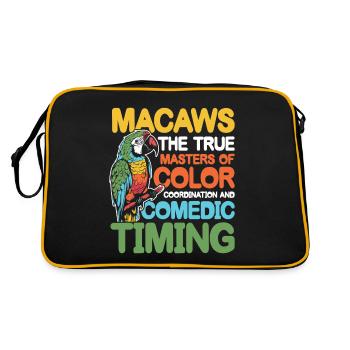 Macaws The True Masters of Comedic Timing - Retro Tasche - Schwarz/Gold - Hinten