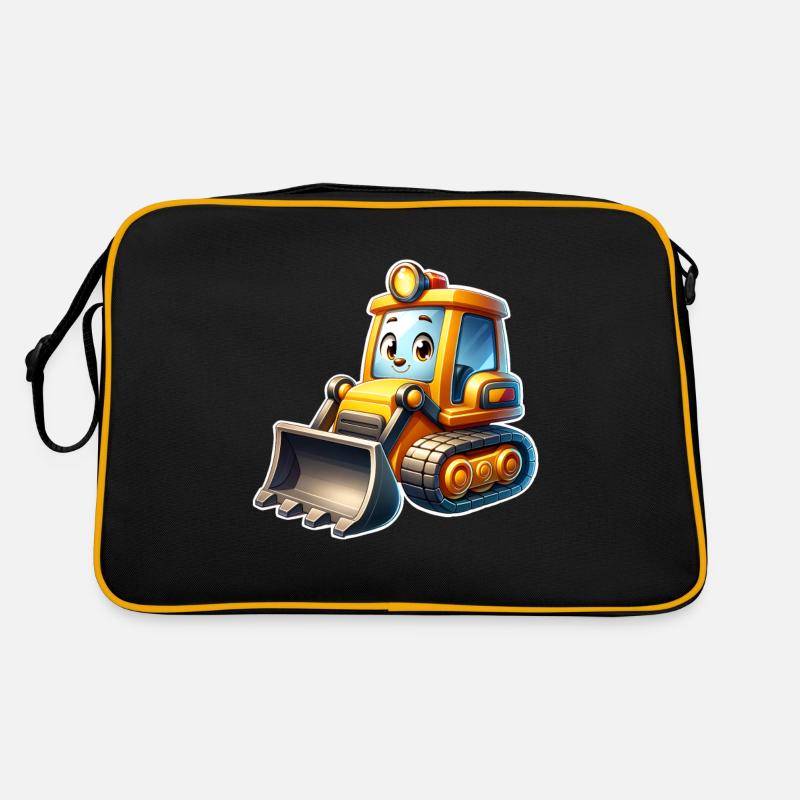 Bulldozer Wheel Loader Excavator Construction Site Kids Retro Bag