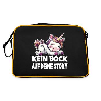 Kein Bock Auf Deine Story Einhorn - Retro Tasche - Schwarz/Gold - Hinten