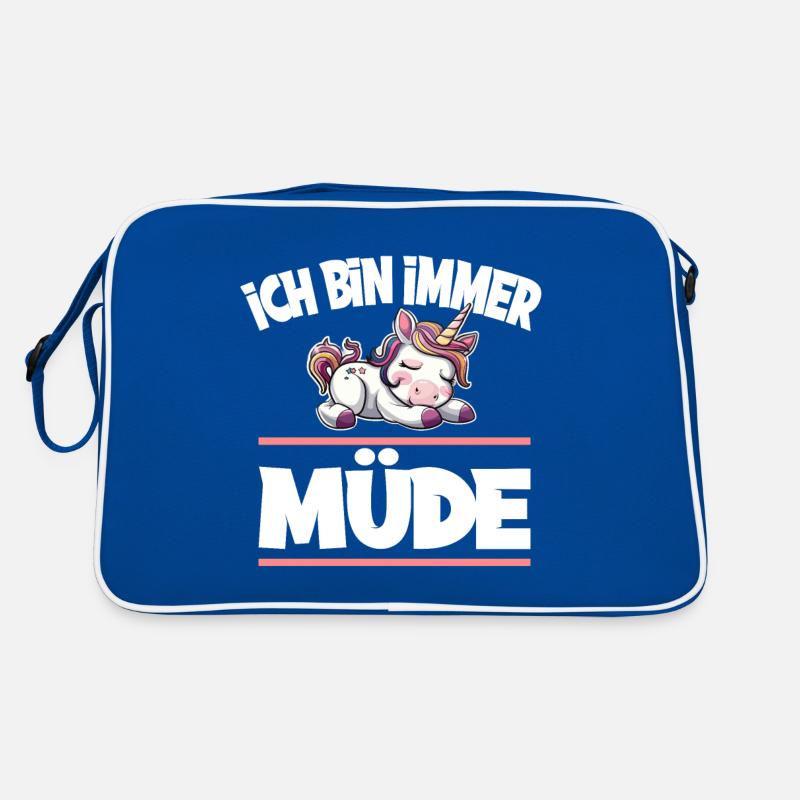 Ich Bin Immer Müde Einhorn Retro Tasche