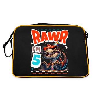 5. Geburtstag Rawr T Rex Dinosaurier - Retro Tasche - Schwarz/Gold - Hinten