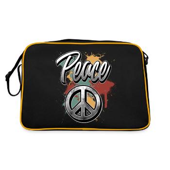 Peace - Retro Tasche - Schwarz/Gold - Hinten