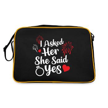 I asked her and she said Yes Engagement Quote Prop - Retro Bag - black/gold - Back