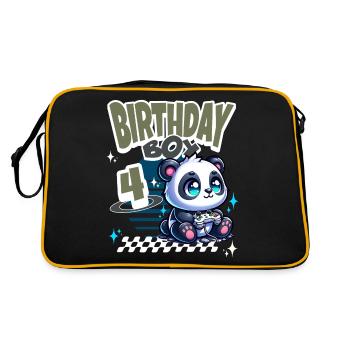 4th Birthday Children's Birthday Gaming Panda - Retro Bag - black/gold - Back