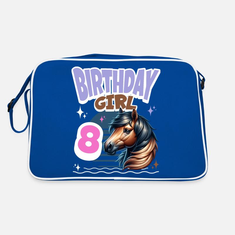 Pferd 8. Geburtstag Mädchen Kinder Retro Tasche