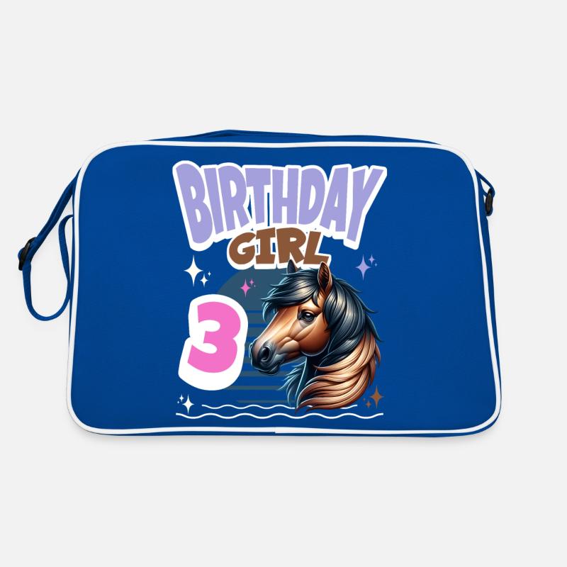 Pferd 3. Geburtstag Mädchen Kinder Retro Tasche