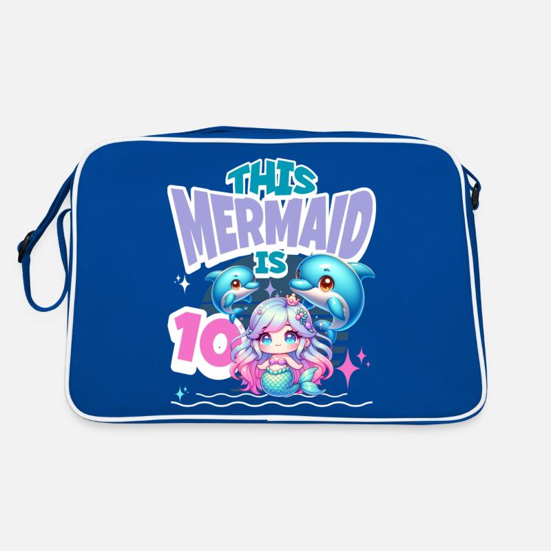 Meerjungfrau 10. Geburtstag Mädchen Kinder Retro Tasche