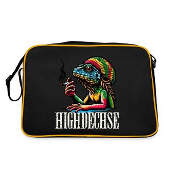 Weed Kiffen Highdechse - Retro Tasche - Schwarz/Gold - Hinten