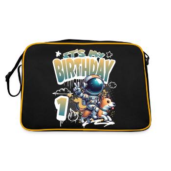 Astronaute 1er anniversaire Chien de l'espace drôle - Sac Retro - noir/or - Dos