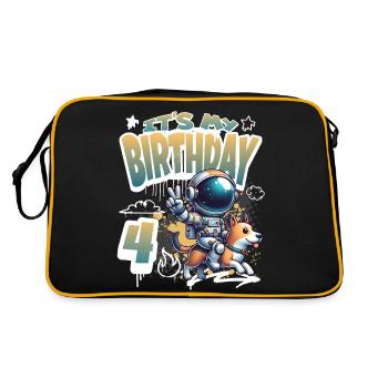 Astronaute 4e anniversaire Chien de l'espace drôle - Sac Retro - noir/or - Dos