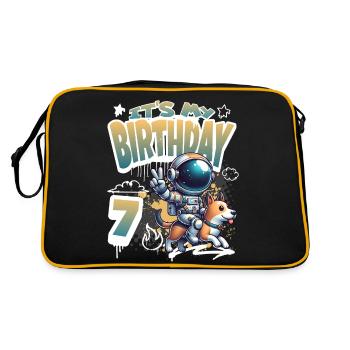 Astronaute 7e anniversaire Chien de l'espace drôle - Sac Retro - noir/or - Dos