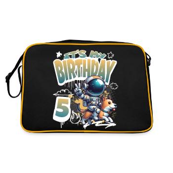 Astronaute 5e anniversaire Chien de l'espace drôle - Sac Retro - noir/or - Dos