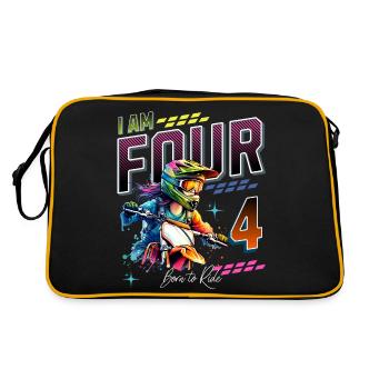 Motocross Girl 4th Birthday - Retro Bag - black/gold - Back