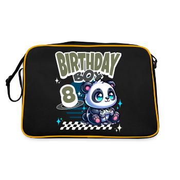 8th Birthday Children's Birthday Gaming Panda - Retro Bag - black/gold - Back