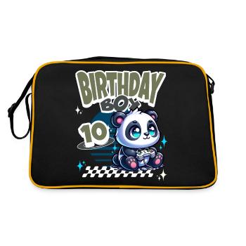 10th Birthday Children's Birthday Gaming Panda - Retro Bag - black/gold - Back