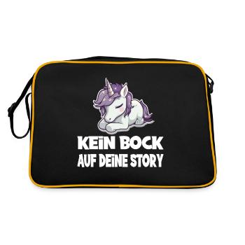 Kein Bock Auf Deine Story Einhorn - Retro Tasche - Schwarz/Gold - Hinten