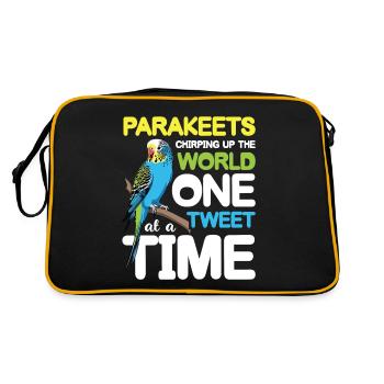 Parakeets Chirping Up The World One Tweet - Retro Tasche - Schwarz/Gold - Hinten