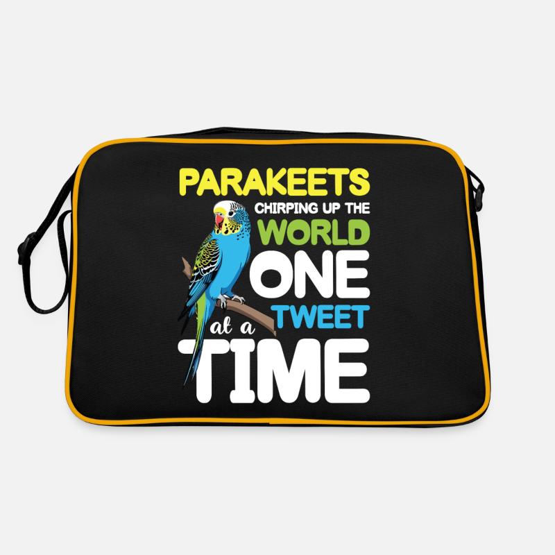 Parakeets Chirping Up The World One Tweet - Retro Tasche - Schwarz/Gold