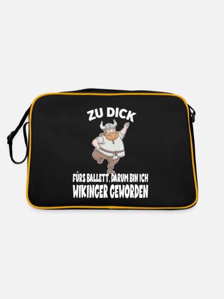 ZU DICK fürs Ballett Darum Bin Ich Wikinger - Retro Tasche - Schwarz/Gold - Hinten