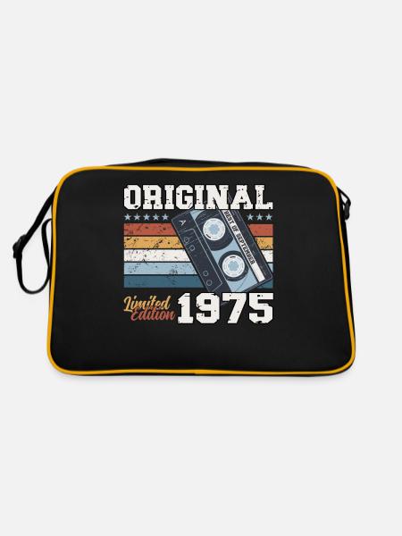 September 1975, 50. Geburtstag Kassette 1975 - Retro Tasche - Schwarz/Gold