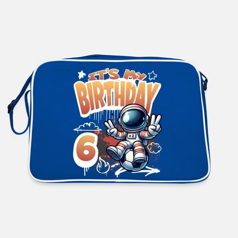 Fußball Astronaut 6. Geburtstag Retro Tasche