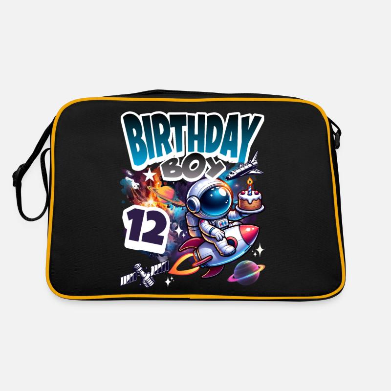 Astronaut 12. Geburtstag Weltall - Retro Tasche - Schwarz/Gold