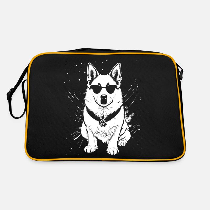Chien cool avec des lunettes de soleil - Sac Retro - noir/or
