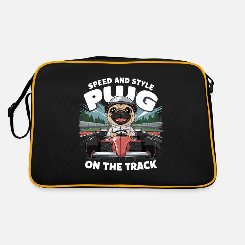 Mops Hundehalter Mops Rennfahrer Speed Retro Tasche
