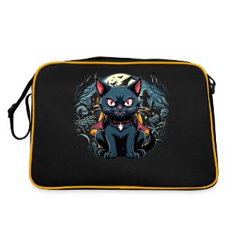 Chat noir d’Halloween en vampire - Sac Retro - noir/or - Dos