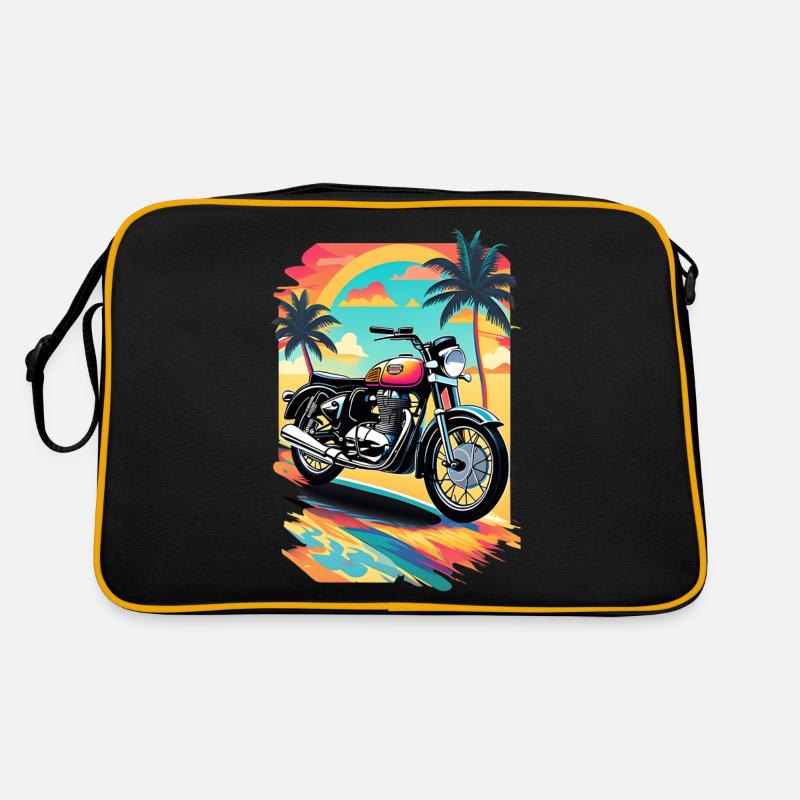 Retro motorcycle on a tropical beach Retro Bag
