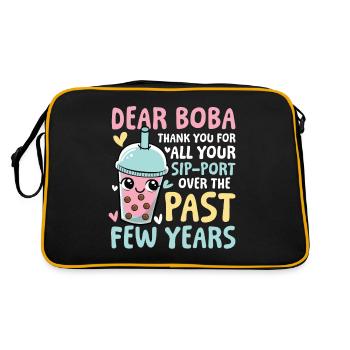 Lustiger Bubble Tea Spruch für einen Bubble Tea - Retro Tasche - Schwarz/Gold - Hinten