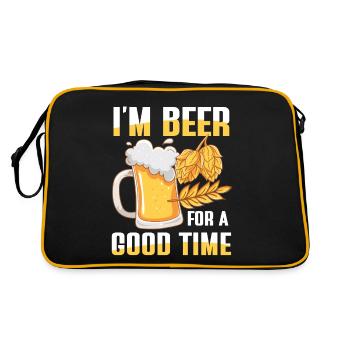 I’m beer for a good time - Retro Tasche - Schwarz/Gold - Hinten