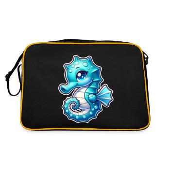 Seepferd Seepferdchen - Retro Tasche - Schwarz/Gold - Hinten