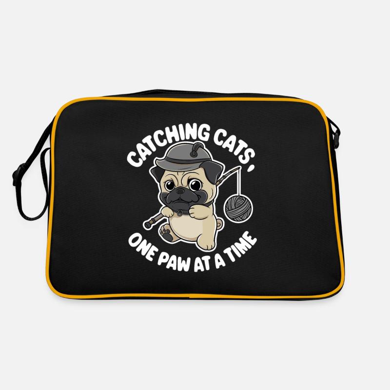 Mops Hundehalter Angler Angeln Retro Tasche