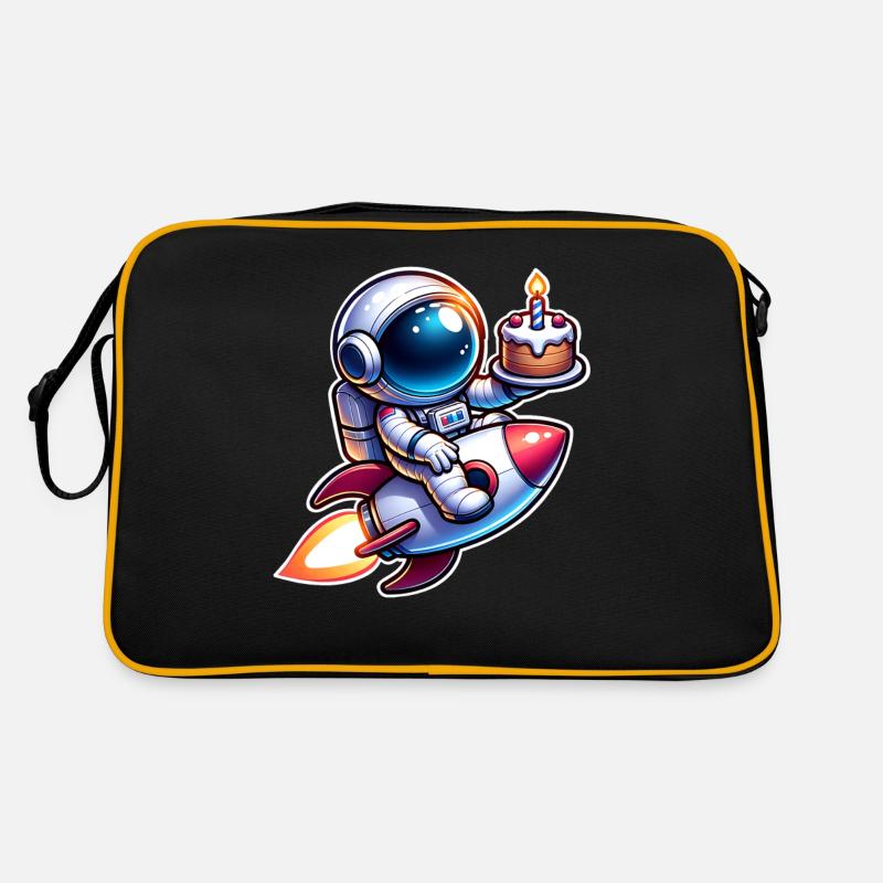 Astronaut Geburtstag - Retro Tasche - Schwarz/Gold