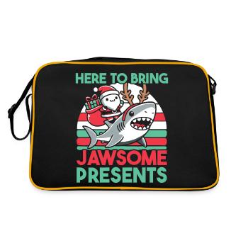 Here to bring jawsome presents christmas pun shark - Retro Bag - black/gold - Back