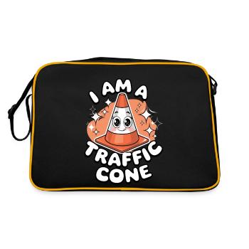 I AM A TRAFFIC CONE für eine Verkleidung als - Retro Tasche - Schwarz/Gold - Hinten