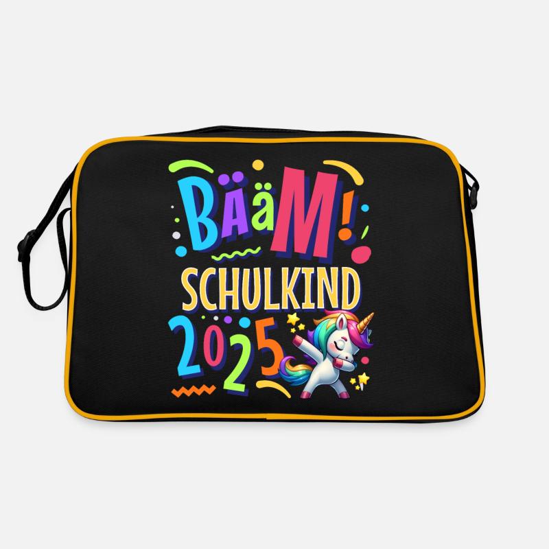 Bääm Schulkind 2025 Einhorn Retro Tasche