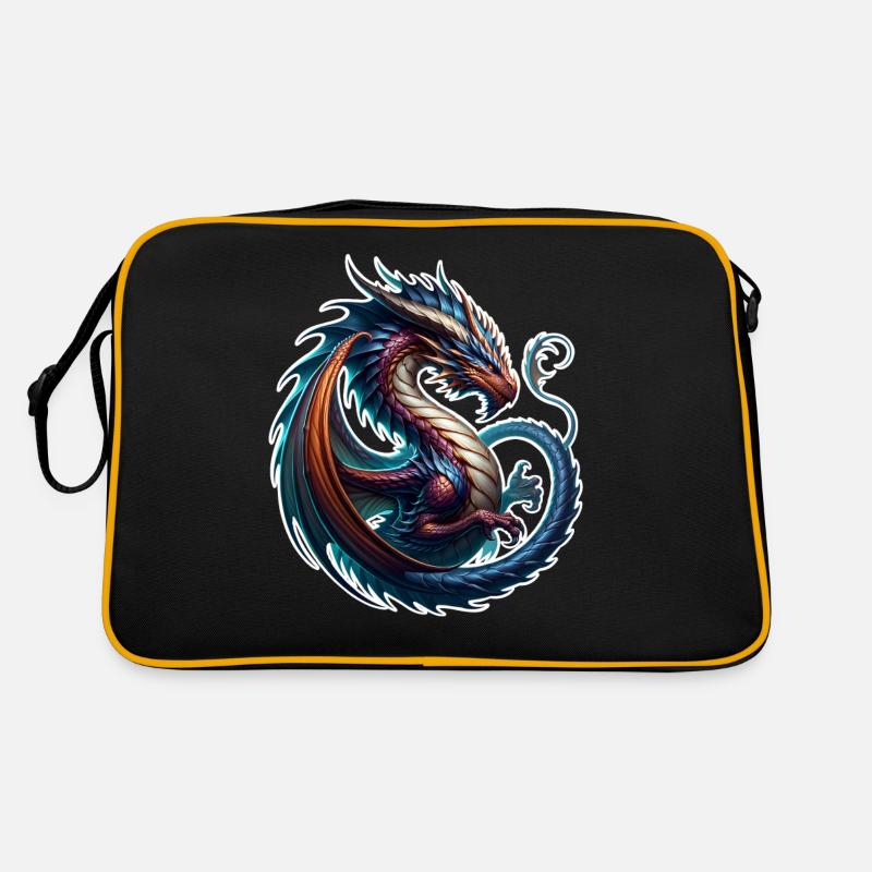 Drache - Retro Tasche - Schwarz/Gold