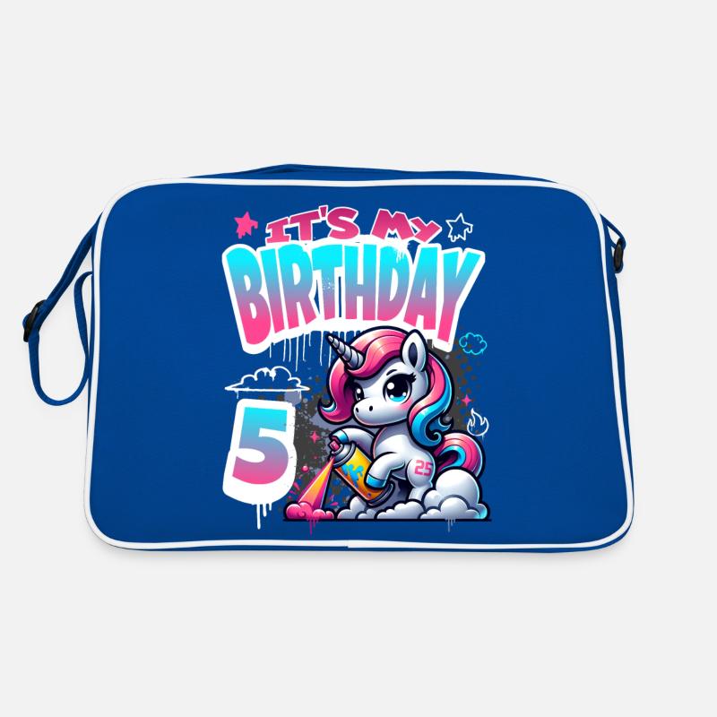 5. Geburtstag Einhorn Graffiti Mädchen Retro Tasche